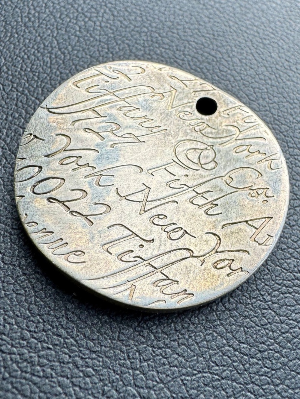 Tiffany & Co. 925 Sterling Silver "Fifth Ave New York" Cursive Script Charm